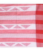 DESH BIDESH Women`s Traditional Bengali Tant Handloom Pure Cotton Saree Piramide Design With Blouse Piece(White Red)