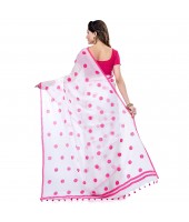 dB DESH BIDESH Women`s Traditional Soft Mulmul Bengal Handloom Pure Cotton Saree Without Blouse Piece (Pink)