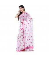 dB DESH BIDESH Women`s Traditional Soft Mulmul Bengal Handloom Pure Cotton Saree Without Blouse Piece (Pink)