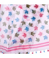 dB DESH BIDESH Women`s Traditional Soft Mulmul Maple Leaf Design Bengal Handloom Pure Cotton Saree Without Blouse Piece Blue Green Pink