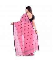 dB DESH BIDESH Women`s Traditional Soft Mulmul Polka Dots Design Pure Cotton Handloom Saree Without Blouse Piece Pink