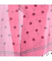 dB DESH BIDESH Women`s Traditional Soft Mulmul Polka Dots Design Pure Cotton Handloom Saree Without Blouse Piece Pink