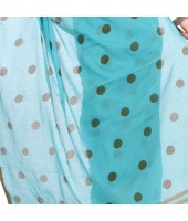 dB DESH BIDESH Women`s Traditional Soft Mulmul Polka Dots Design Pure Cotton Handloom Saree Without Blouse Piece Blue