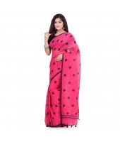 dB DESH BIDESH Women`s Traditional Soft Mulmul Polka Dots Design Pure Cotton Handloom Saree Without Blouse Piece Rose Black