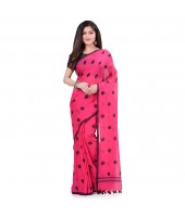 dB DESH BIDESH Women`s Traditional Soft Mulmul Polka Dots Design Pure Cotton Handloom Saree Without Blouse Piece Rose Black