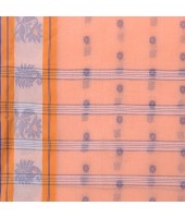 DESH BIDESH Women`s Traditional Tant Pure Handloom Cotton Saree Woven Kamal kolka Designer Without Blouse Piece(Peach)