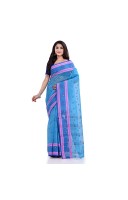 DESH BIDESH Women`s Traditional Tant Pure Handloom Cotton Saree Woven Kamal kolka Designer Without Blouse Piece (Blue)
