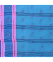 DESH BIDESH Women`s Traditional Tant Pure Handloom Cotton Saree Woven Kamal kolka Designer Without Blouse Piece (Blue)