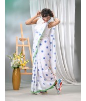 Desh Bidesh Traditional Hand Woven Malmal Bengal Handloom Pure Cotton Saree Without Blouse Piece Exclusive In Tricolour