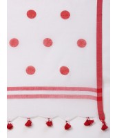 Traditional Soft Mulmul Bengal Handloom Pure Cotton Saree (Red-White) - Durga Puja Collection