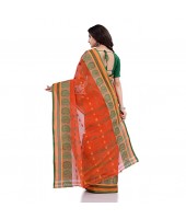 DESH BIDESH Women`s Traditional Pure Cotton Handloom Saree Woven Paisley Kolka Designer Without Blouse Piece (Orange)