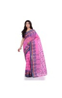 DESH BIDESH Women`s Traditional Pure Cotton Handloom Saree Woven Paisley Kolka Designer Without Blouse Piece (Pink)
