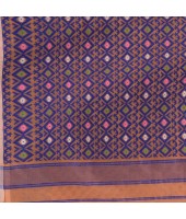 DESH BIDESH Women`s Hirokduti Resham Dhakai jamdani Bengal Pure Cotton Handloom Saree Whole Body Design without Blouse Piece (Orange Blue)