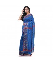  Cotton Silk Handloom Cotton Blend Saree Navratri Design With Blouse Piece (Sky Blue)