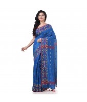  Cotton Silk Handloom Cotton Blend Saree Navratri Design With Blouse Piece (Sky Blue)