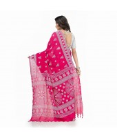  Pure Cotton Konark Design Handloom Saree with Blouse Piece (Pink)