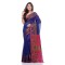 Tant Cotton Silk Handloom Cotton Saree Pushpomala With Blouse Piece  (Red Blue)