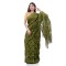 Tamarind Leaf Resham Dhakai Jamdani Pure Cotton Handloom Saree Design without Blouse Piece(Green White)