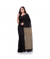 Cotton Handloom RupSagar Design Saree Without Blouse Piece (Black0