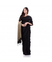 Cotton Handloom RupSagar Design Saree Without Blouse Piece (Black0