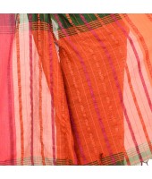 Traditional Bengali Begampuri Handloom Cotton Saree With Blouse Piece (Pesta Green Orange)