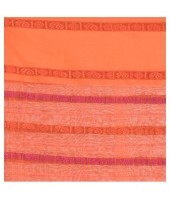 Traditional Bengali Begampuri Handloom Cotton Saree With Blouse Piece (Pesta Green Orange)