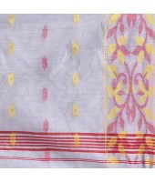 Cotton Silk Handloom Cotton Blend Saree Navratri Design With Blouse Piece (silver)