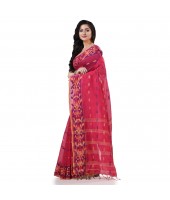  Cotton Silk Handloom Cotton Blend Saree Navratri Design With Blouse Piece (Pink)