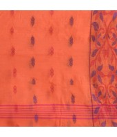 Cotton Silk Handloom Cotton Blend Saree Navratri Design With Blouse Piece (Orange)_