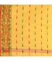 Cotton Silk Handloom Cotton Blend Saree Navratri Design With Blouse Piece (Yellow)