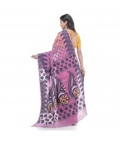  Lojjaboti Leaf Resham Dhakai Jamdani Pure Cotton Handloom Saree Design without Blouse Piece (Pink)