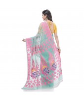 Lojjaboti Leaf Resham Dhakai Jamdani Pure Cotton Handloom Saree Design without Blouse Piece (Firoza)