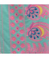 Lojjaboti Leaf Resham Dhakai Jamdani Pure Cotton Handloom Saree Design without Blouse Piece (Firoza)