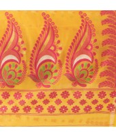  Lojjaboti Leaf Resham Dhakai Jamdani Pure Cotton Handloom Saree Design without Blouse Piece (Yellow)