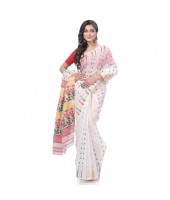 Queen of Diamond Resham Dhakai Jamdani Bengal Pure Cotton Handloom Saree (Multi Colour)