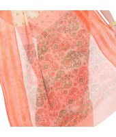  Bengal Tant Jamdani Printed Handloom Cotton Saree Without Blouse Piece (Orange)