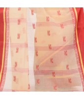 Traditional Pure Handloom Cotton Saree Navarupa Velvet Par Design Without Blouse Piece(Cream Red)