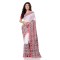 Traditional Bengali Chakra Begampuri Pure Handloom Cotton Saree With Blouse Pcs (White-Red) - Durga Puja Collection