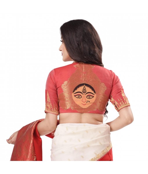  Art Silk With Maa Durga Woven Design Unstitched Blouse Material (1.3 Meter)