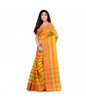 Bengal Tant Pure Handloom Cotton Saree Blossom Design Without Blouse Piece (Yellow)