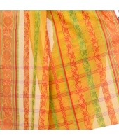 Bengal Tant Pure Handloom Cotton Saree Blossom Design Without Blouse Piece (Yellow)