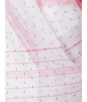 Women`s Santipur Handloom Bengal Tant Saree with Fine Smooth Bengali Cotton Saree Handmade Whole Body Design (Red and White)