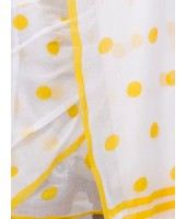 Women`s Traditional Hand Woven Malmal Bengal Handloom Pure Cotton Saree Without Blouse Piece (Yellow White)