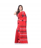 DESH BIDESH Women`s Bengali Khesh Pure Cotton Handloom Saree Diamond Designed With Blouse Piece(Red)