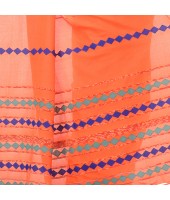 DESH BIDESH Women`s Bengali Khesh Pure Cotton Handloom Saree Diamond Designed With Blouse Piece(Orange)