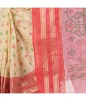 DESH BIDESH Women`s Bengal Tant Jamdani Print Design Pure Handloom Cotton Saree Without Blouse Piece (Red)