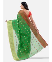 Pure Cotton – Traditional Bengali Tant Saree – Cotton and Jori Fancy Work –" Ganga Jamuna" Color Jori Work Border