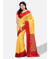 Women`s Bengal Garad Silk Saree Fine Smooth Garad With Blouse Pcs. Handmade Exclusive Flower with Kalka with Whole Body Design