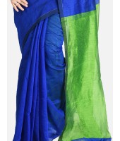 DESH BIDESH Women`s Cotton Silk and Bengal Soft Khadi Cotton Mix Ghicha Handloom Saree With Blouse Piece (Blue Green)