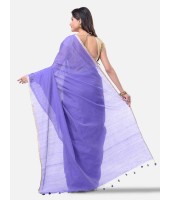  Women`s Cotton Silk and Bengal Soft Khadi Cotton Mix Ghicha Handloom Saree With Blouse Piece (Purple)